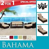 OUTDOOR BEAUTIFUL WICKER PATIO FURNITURE &DINING SET&2CANCUN CHAISE LOUNGES 15PC