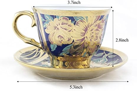 Ambilight Porcelain 6-ounce Coffee Cup and Saucer Flora Chintz with Gold Trim,,set of 1,Blue,C2(1),outstanding decorative cups