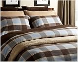 Pinzon Hyde Park Flannel Full/Queen Duvet Cover, Blue Hyde Park
