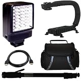 Deluxe Video Bracket + LED Video Light + Light weight Monopod + Camcorder Carrying Case + HDMI Cable for Panasonic HDC-TM900 HDC-TM900K HDC-TM700 HDC-TM700K HD Camcorder