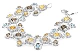 14K White Gold Matte and Brushed-Satin Finish Designer Bracelet, Set with Semi-Precious Color Stones.