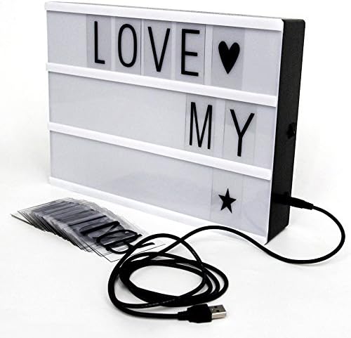 LED Cinematic Lightbox Free Combination Cinematic Light Box With Letters Decorative Signs A4 Size 5V voltage (Black /White)