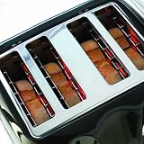 picture of Russell Hobbs 14340 4-Slice Toaster in Black Plastic with Variable Browning and Frozen, Cancel and Reheat Functions
