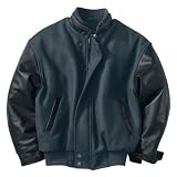 Youth Melton Leather Jacket With Stand Collar