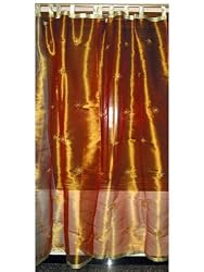 Sari Curtains 2 Organza Copper Base Embroidered Drapes Panel