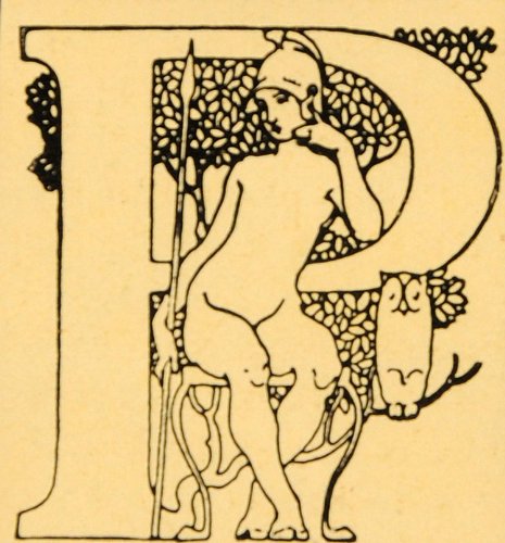 1921 Art Nouveau Initial Cap Letter 