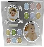 Silver Colour ' My First Year ' Photo Frame Babys First Birthday Christening Gift - Holds 14 photos