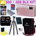 Nikon Coolpix S60 10MP Digital Camera (Champagne Pink) + 4GB Deluxe Accessory Kit