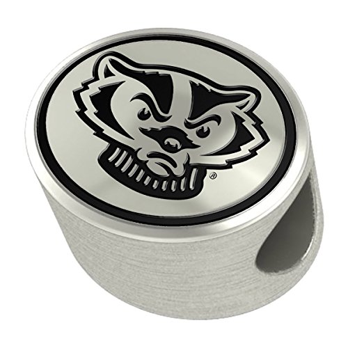 Wisconsin Badgers Silver Antiqued Bead Fits Most European Style Charm Bracelets