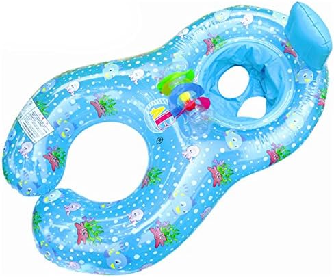 Justtrue Parent &amp; Baby Safety Inflatable Swimming Circle Double Swimming Ring Swim Float (Blue Fishes)