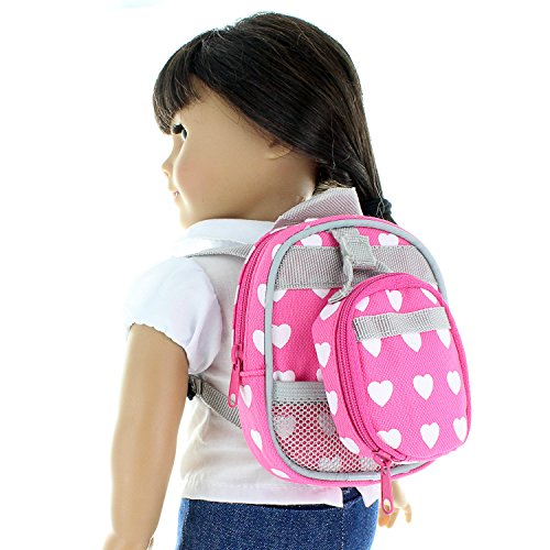 Doll BackPack, Set of 2 Doll Size Back Pack and Lunch Bag Fits American