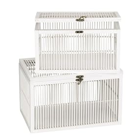 Household Essentials ML-6141 Storage Chest Set, Bamboo, White, Set of 2