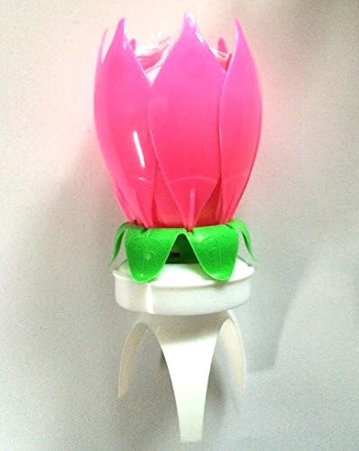 The Luckybh Amazing Lotus Electronic Rotating Music Birthday Candles With 14 Little Candles 1Pcs Pink