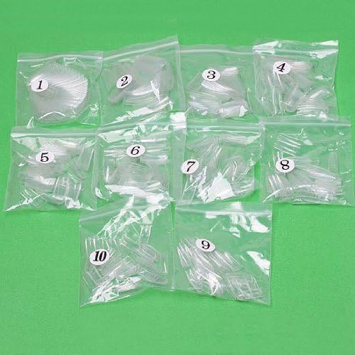 500pcs Clear Uv Acrylic French Full False Nail Tips 10 Size Art Gel Care DIY