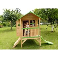 Kinderspielhaus Stelzenhaus aus Holz mit Rutsche