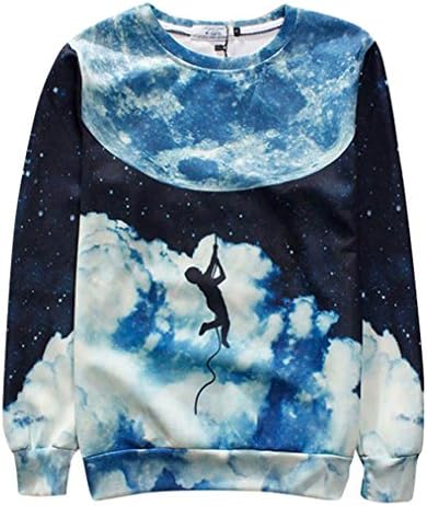 3D Sweatshirt Women Men Print Clouds Galaxy Long Sleeve Casual Hoodie Sports (XL)