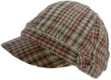 Plaid Wool Riding Cap Fully Lined Newsboy Hat Jockey Equestrian Newsgirl Winter BROWN / RUST / TAN / WHITE
