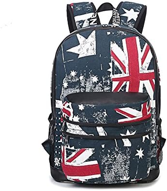 schoolbags backpack shoulder bag tide of men and women in camouflage graffiti canvas computer bag College Wind (Dark green)