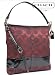 Coach Signature Patent Stripe Large C Convertible Shoulder Bag 18797 Bordeaux red/Black