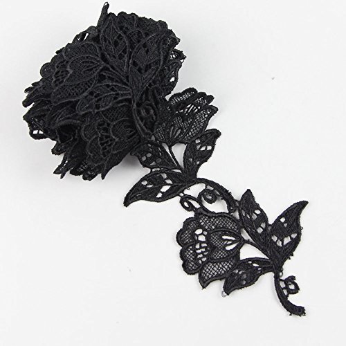 Yontree Floral Venise Lace Applique Bridal Wedding Applique Black 2 yards