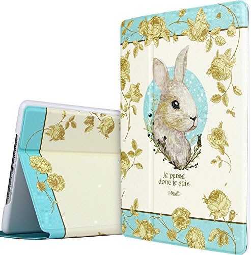 iPad Air 2 Case, ESR Illustrators Series Folio Case Smart Case with Stand Smart Cover [Auto Wake Up/Sleep Function] for iPad Air 2/ iPad 6 [2014 Release](Miss Alice Bunny)