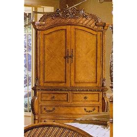 TV Armoire With Tan Wood Grain Finish