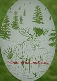 Moose Scene Etched Window Decal Vinyl Glass Cling - 10.5 x 16