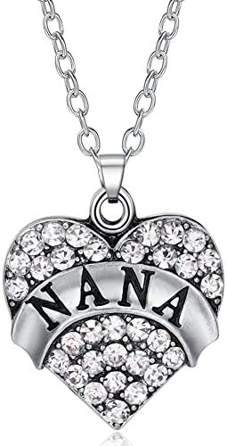 Eloi Jewelry® Nana Necklace Vintage Grandmother Pendant Crystal Heart Jewelry Grandma Gift