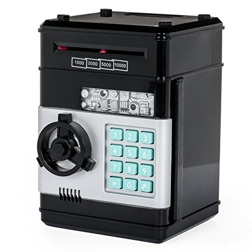Ainypiggy-bank Code Electronic Money Bank Piggy Money Banks Coin Saving Banks ATM Safty Banks,black