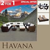 18PC OUTDOOR WICKER SOFA FURNITURE - PATIO DINING 7PC SET - CHAISE DOUBLE LOUNGE