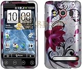 Pink Lotus Design Protector Case Snap On Hard Cover for HTC EVO 4G Sprint