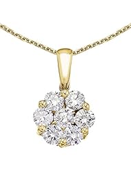 14K Yellow Gold 1 Ct Cluster Diamond Pendant (chain NOT included)