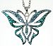 Vitage Aqua and Zircon Blue Austrian Crystal Butterfly Chain Necklace