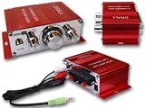 Produkt-Bild: 400W Mini-Endstufe Verst&auml;rker (ideal f&uuml;r Wohnungen, Motoroller, Motorrad, Auto und MP3-Player) - ROT Modell: EN4