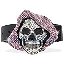 Hoody Skull Pink Iced Out Gunmetal Hip Hop Belt Buckle