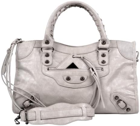 Hynes Eagle Synthetic Leather Studded Hobo Shoulder Handbag Purse (light grey)