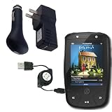Bundle Kit for the Slacker Personal Radio Player (Slacker G2) Retractable USB 2in1 Sync and Charging Cable, USB Car Charger, and USB Wall / Travel Charger