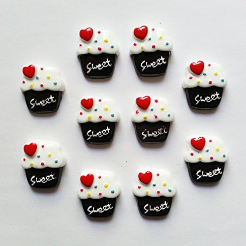 YiXunTong Lots 10pcs Chocolate Cupcake Flatback Resin Scrapbooking Cabochons DIY Hair Bow Center Decoration Embellishments Crafts