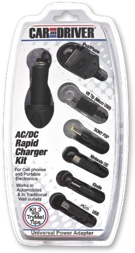 Car and Driver Universal Gaming Power Adaptor AC/DC Charger with USB - Female Port and 6 Connectors - Black