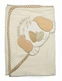Baby Kapuzentuch mit Peek-a-boo Hündchenmotiv, Badetuch für Babys 100% Baumwolle, Baumwollkapuzenbadetuch für Babys (75cm x 75cm) (beige)