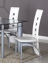 Big Sale Roundhill Furniture Cinda Metal Contemporary Dining Room Chairs, White, Set of 2