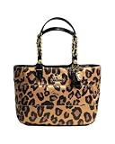 Coach Madison Ocelot Leopard Animal Print East West Gallery Bag Purse Brown