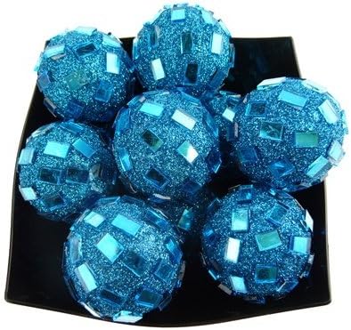 Glitter Disco Balls Ornament, 10-pack, 1-1/4-inch - Turquoise