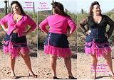 PrincessStretchDenim&LaceMiniSkirt, Blue and Pink