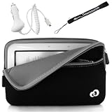 Kroo Glove Sleeve Case with extra pocket For Barnes & Noble Nook E-Reader (RED) + Includes a 4-Inch eBigvalue Determination Hand Strap + Easy Travel Car Charger