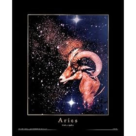 Astrology Animal Horoscope Sign Aries Gold Wood-Mounted Art Poster Print - 16
