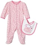 Little Me Heart Leopard Footie with Bib, Hot Pink, Newborn