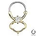 Gold IP Single CZ Dangling Septum Clicker 117GC