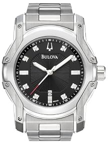 Bulova #96D109 Men's Stainless Steel Diamond Index Sports Watch