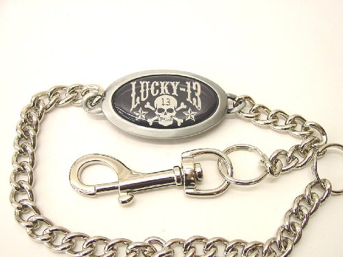 Lucky 13 Skull Stars Logo Wallet Chain Bottle Opener
